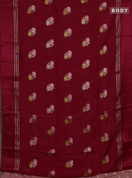 Red & Peach Semi Mysore Silk - Contrast Blouse
