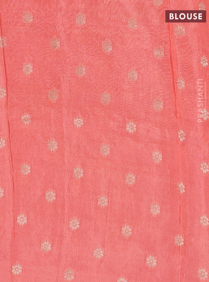 Red & Peach Semi Mysore Silk - Contrast Blouse