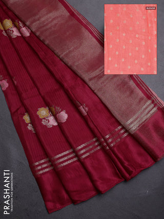Red & Peach Semi Mysore Silk - Contrast Blouse