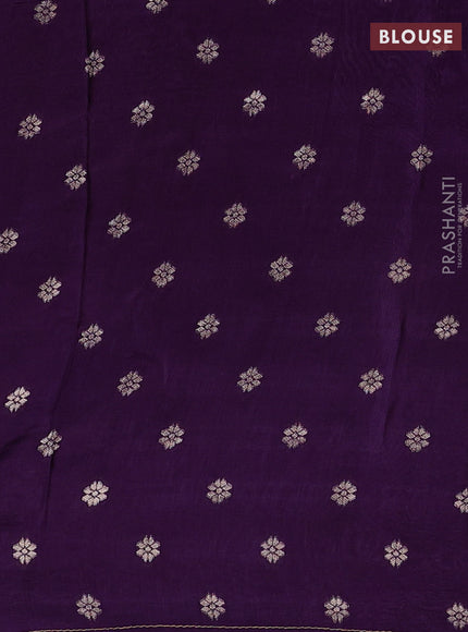 Yellow & Violet Semi Mysore Silk - Contrast Blouse