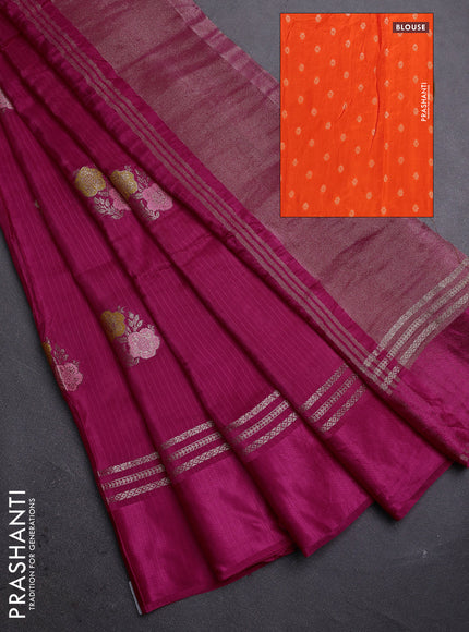 Pink & Orange Semi Mysore Silk - Contrast Blouse
