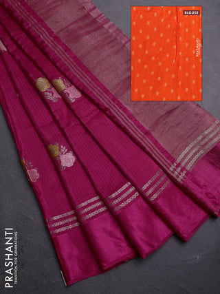 Pink & Orange Semi Mysore Silk - Contrast Blouse