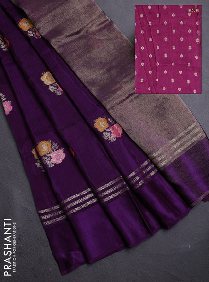 Purple & Wine Semi Mysore Silk - Contrast Blouse