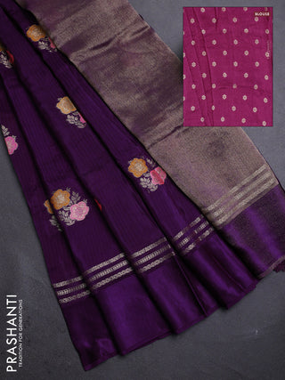 Purple & Wine Semi Mysore Silk - Contrast Blouse
