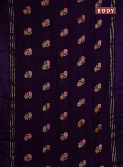 Violet & Yellow Semi Mysore Silk - Contrast Blouse