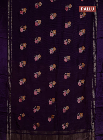 Violet & Yellow Semi Mysore Silk - Contrast Blouse
