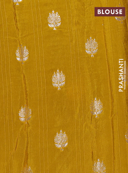 Violet & Yellow Semi Mysore Silk - Contrast Blouse