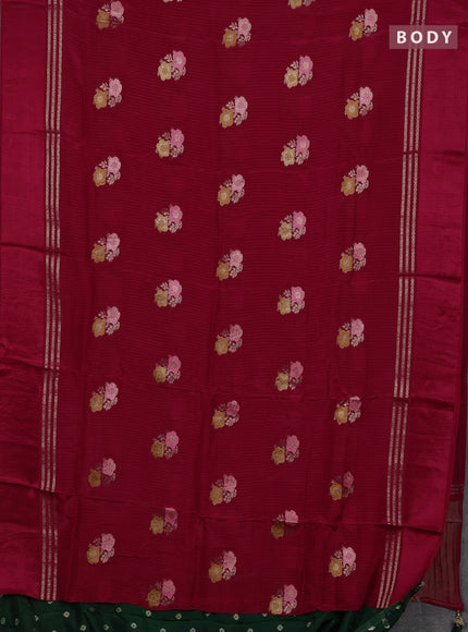 Pink & Green Semi Mysore Silk - Contrast Blouse
