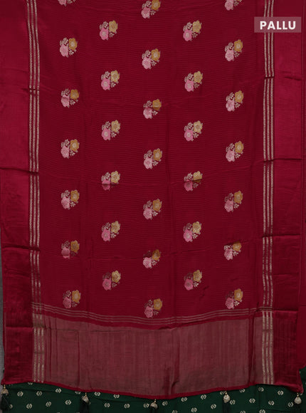 Pink & Green Semi Mysore Silk - Contrast Blouse