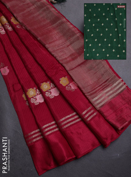Pink & Green Semi Mysore Silk - Contrast Blouse