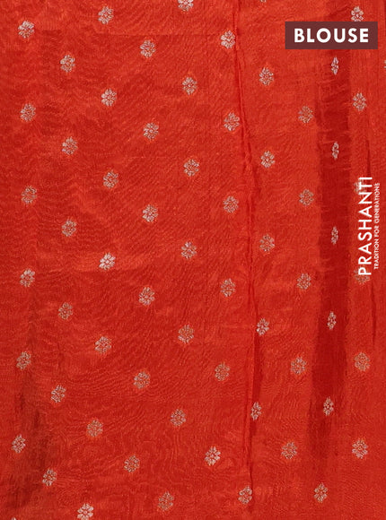 Coffee Brown & Orange Semi Mysore Silk - Contrast Blouse