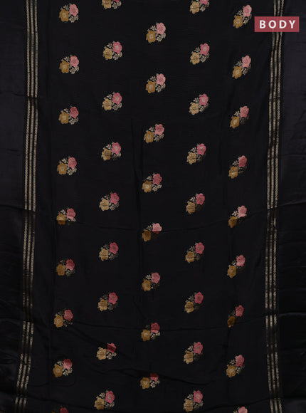 Black & Pink Semi Mysore Silk - Contrast Blouse