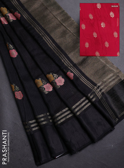 Black & Pink Semi Mysore Silk - Contrast Blouse
