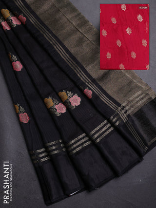 Black & Pink Semi Mysore Silk - Contrast Blouse