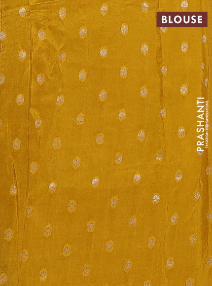 Violet & Mustard Yellow Semi Mysore Silk - Contrast Blouse