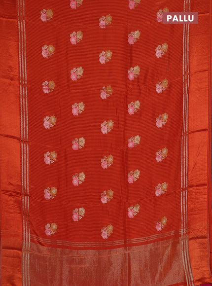 Orange & Pink Semi Mysore Silk - Contrast Blouse
