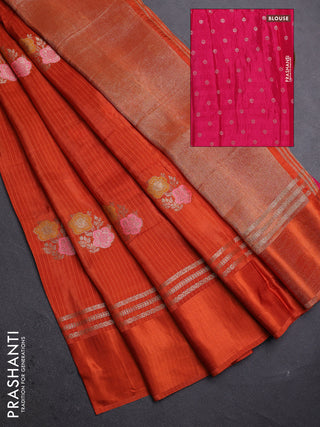 Orange & Pink Semi Mysore Silk - Contrast Blouse