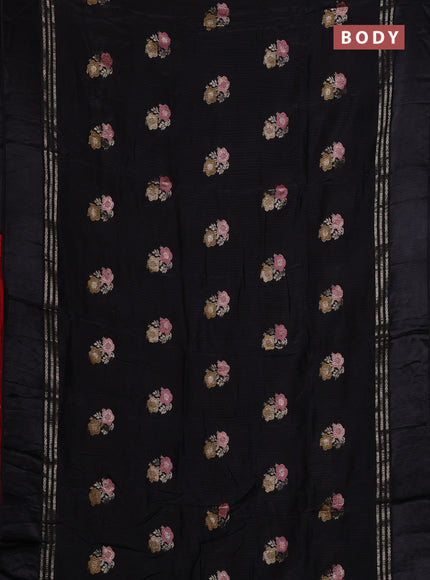 Black & Red Semi Mysore Silk - Contrast Blouse