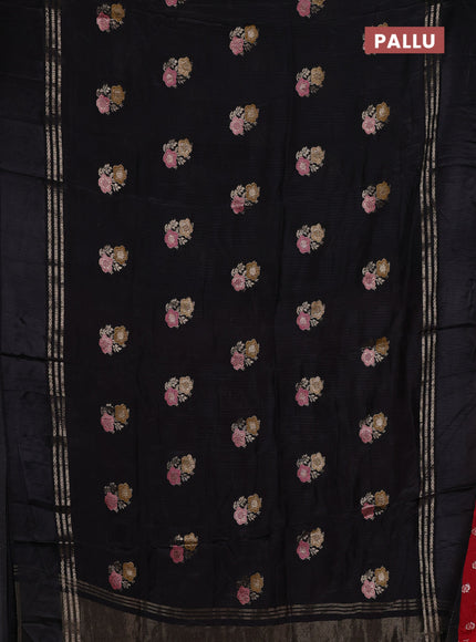 Black & Red Semi Mysore Silk - Contrast Blouse