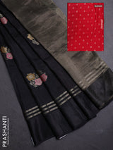 Black & Red Semi Mysore Silk - Contrast Blouse