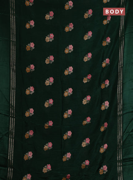 Bottle Green & Green Semi Mysore Silk - Contrast Blouse