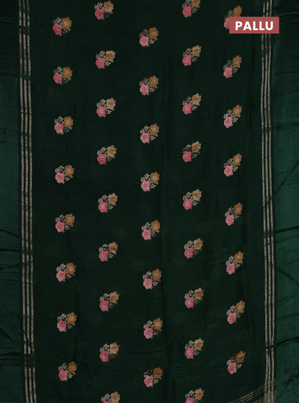 Bottle Green & Green Semi Mysore Silk - Contrast Blouse