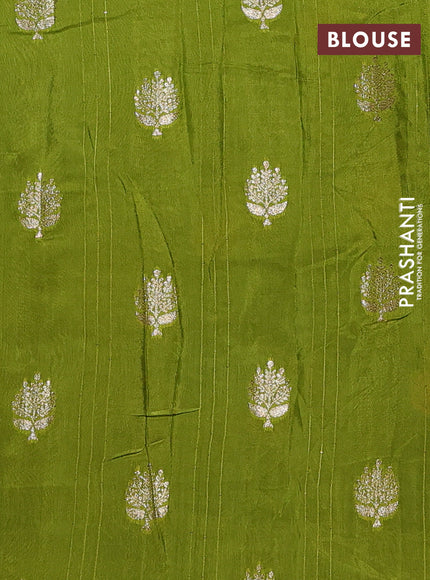 Bottle Green & Green Semi Mysore Silk - Contrast Blouse