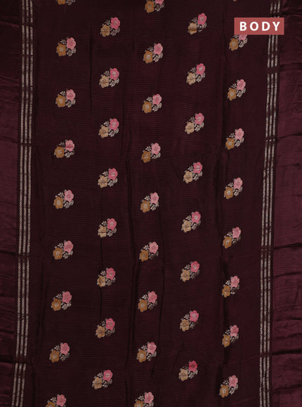 Coffee Brown & Orange Semi Mysore Silk - Contrast Blouse
