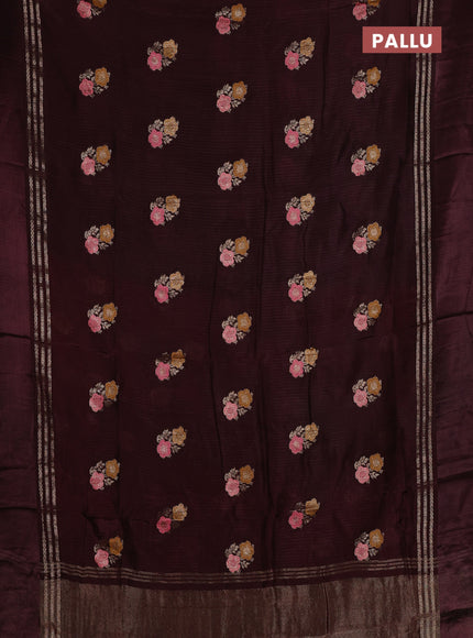 Coffee Brown & Orange Semi Mysore Silk - Contrast Blouse