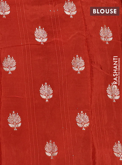 Coffee Brown & Orange Semi Mysore Silk - Contrast Blouse