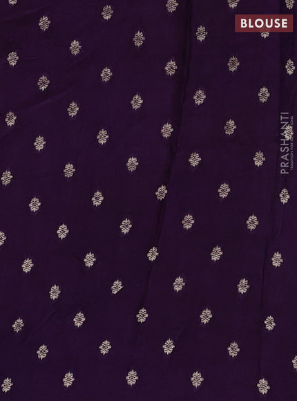 Yellow & Violet Semi Mysore Silk - Contrast Blouse