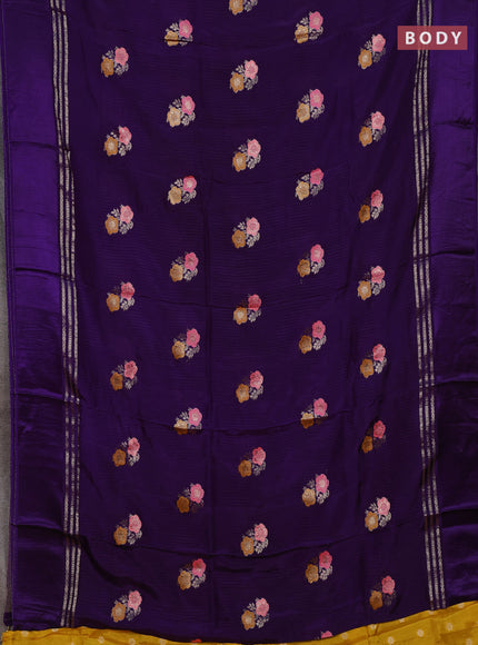 Violet & Yellow Semi Mysore Silk - Contrast Blouse