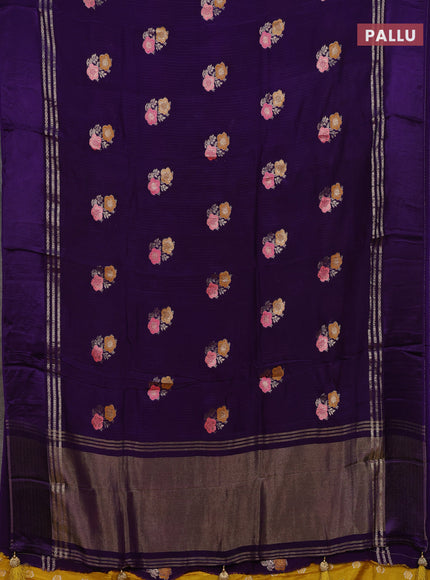 Violet & Yellow Semi Mysore Silk - Contrast Blouse