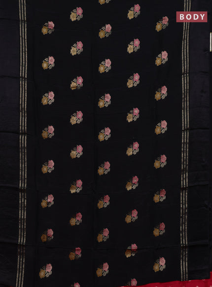 Black & Pink Semi Mysore Silk - Contrast Blouse
