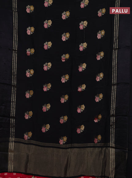 Black & Pink Semi Mysore Silk - Contrast Blouse