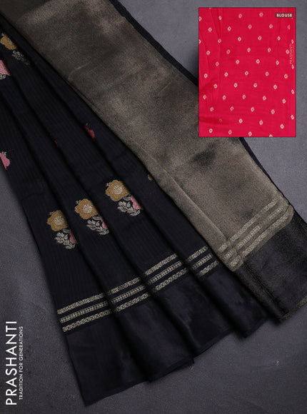Black & Pink Semi Mysore Silk - Contrast Blouse