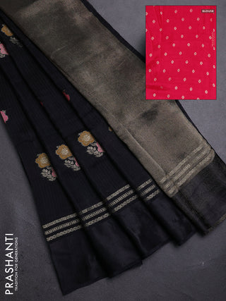 Black & Pink Semi Mysore Silk - Contrast Blouse