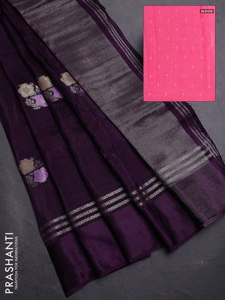 Purple & Pink Semi Mysore Silk - Contrast Blouse