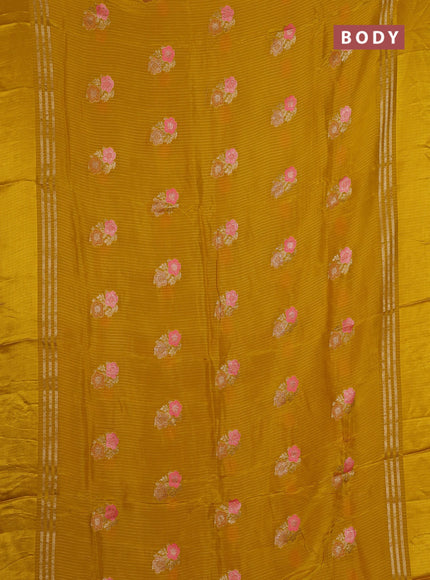 Yellow & Pink Semi Mysore Silk - Contrast Blouse