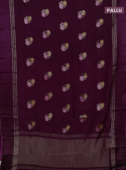 Purple & Pink Semi Mysore Silk - Contrast Blouse