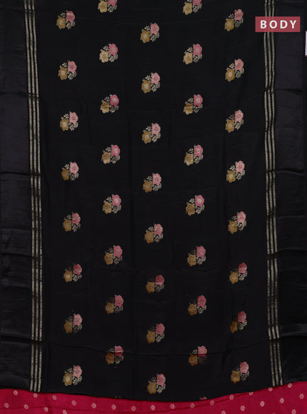 Black & Pink Semi Mysore Silk - Contrast Blouse