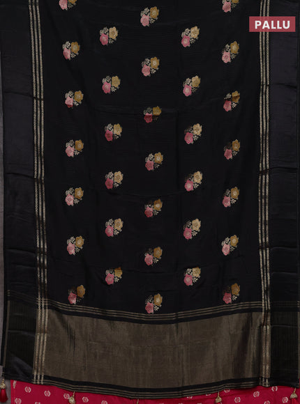 Black & Pink Semi Mysore Silk - Contrast Blouse