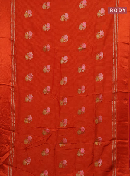 Orange & Pink Semi Mysore Silk - Contrast Blouse