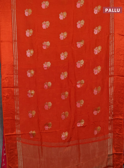 Orange & Pink Semi Mysore Silk - Contrast Blouse