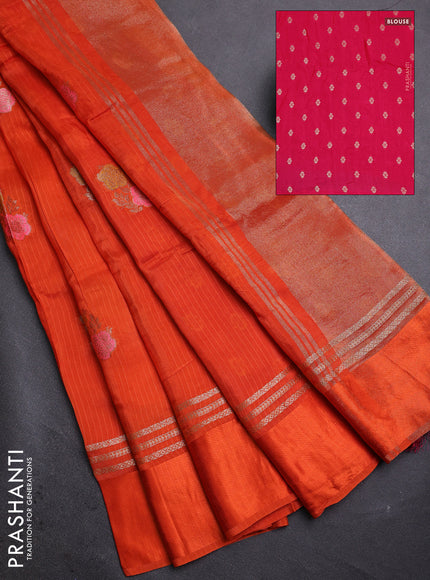 Orange & Pink Semi Mysore Silk - Contrast Blouse
