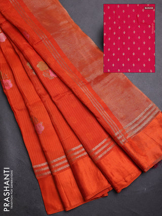 Orange & Pink Semi Mysore Silk - Contrast Blouse