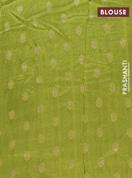 Bottle Green & Lime Green Semi Mysore Silk - Contrast Blouse