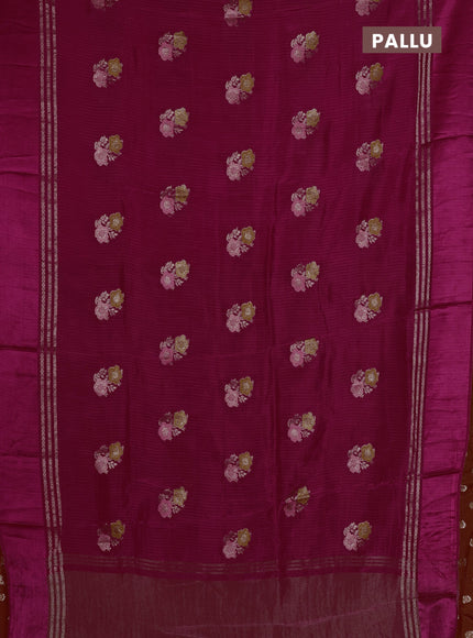 Candy Pink & Orange Semi Mysore Silk - Contrast Blouse
