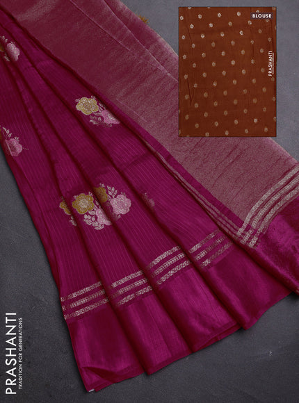 Candy Pink & Orange Semi Mysore Silk - Contrast Blouse