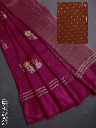 Candy Pink & Orange Semi Mysore Silk - Contrast Blouse